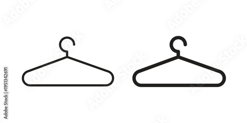 Clothes hanger icon set. outlined and solid flat clipart versions.