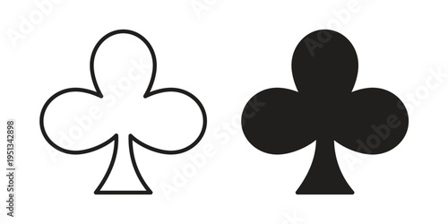 Club icon set. outlined and solid flat clipart versions.