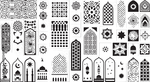 Islamic geometric patterns and mosque silhouettes for Ramadan and Eid celebrations