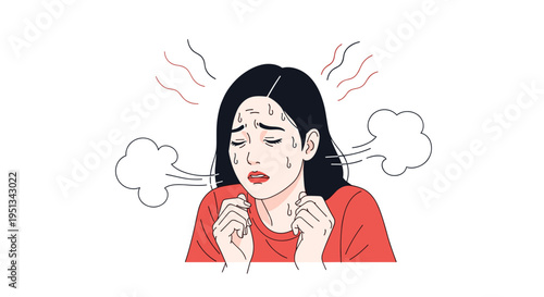 Overwhelmed woman looking distressed and exhausted with steam coming from her ears representing burnout and intense pressure.