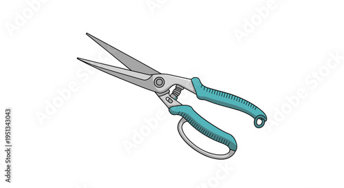 Pair of professional metal garden pruning shears with comfortable blue ergonomic handles isolated on a white background.
