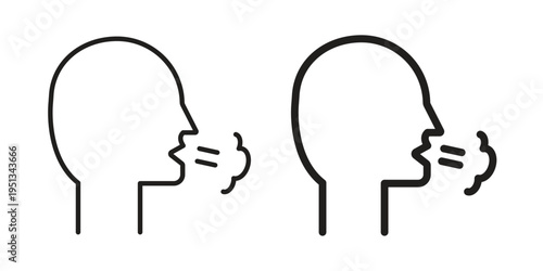 Cough icon set. outlined and solid flat clipart versions.