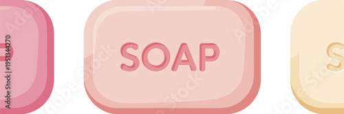 Three Rectangular Soap Bars With Text hygiene clean