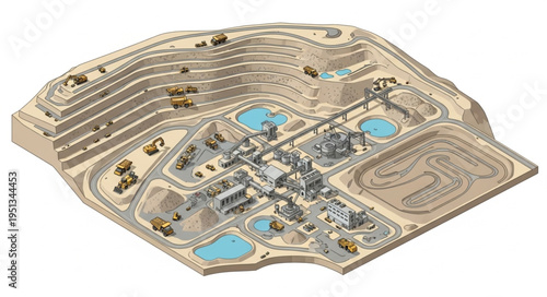 Aerial View of a Large Open-Pit Mining Operation.