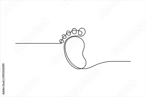 Baby's feet. Little kids feet. Tiny foots. Continuous one single line drawing of feet vector illustration