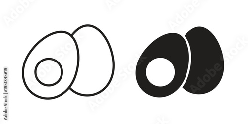 Egg icon set. outlined and solid flat clipart versions.