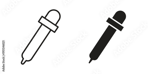 Eye dropper half icon set. outlined and solid flat clipart versions.