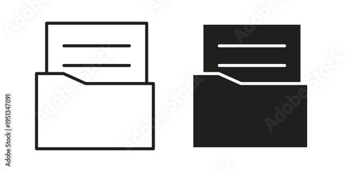 File Folder icon set. outlined and solid flat clipart versions.