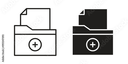 File medical icon set. outlined and solid flat clipart versions.