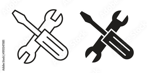 fix icon set. outlined and solid flat clipart versions.