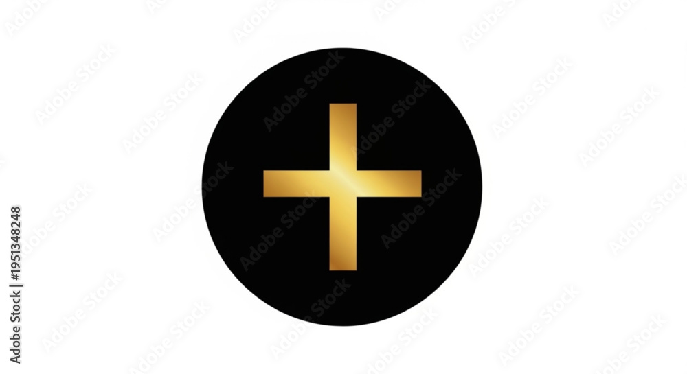 Fototapeta premium Elegant Golden Christian Cross in Black Oval
