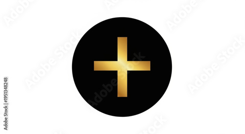 Elegant Golden Christian Cross in Black Oval