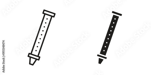 Flute icon set. outlined and solid flat clipart versions.