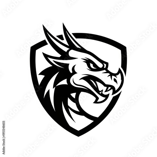Dragon Head Emblem - Fierce and Intimidating Mascot Design.