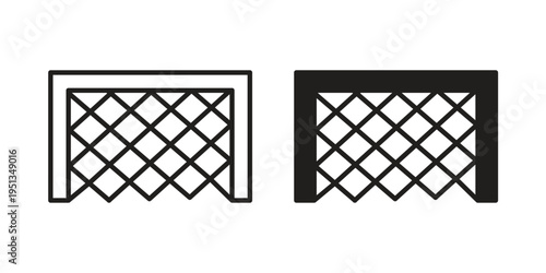 Goal net icon set. outlined and solid flat clipart versions.
