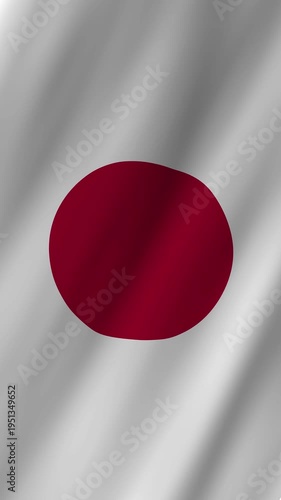 Vertical Japan Flag Animation: 4K Japanese Pride National Symbol Graphic