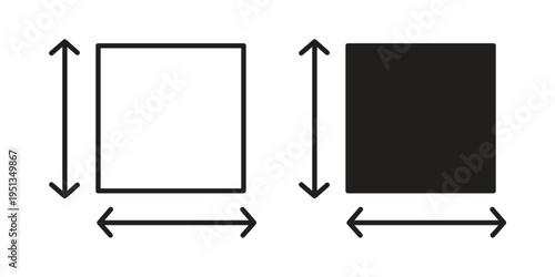 Height and width icon set. outlined and solid flat clipart versions.