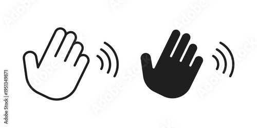 Hello icon set. outlined and solid flat clipart versions.