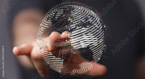 Abstract globe in a hand re...