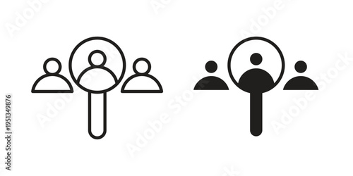 Hiring icon set. outlined and solid flat clipart versions.