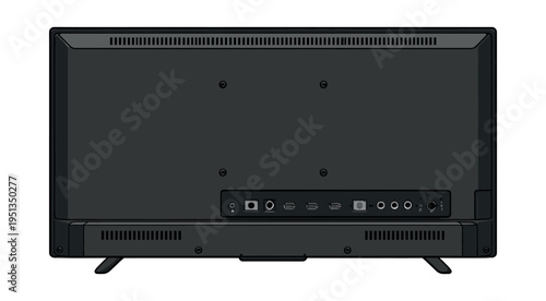 Television back panel detailing connection ports like HDMI, USB, and audio jacks for modern electronic device compatibility