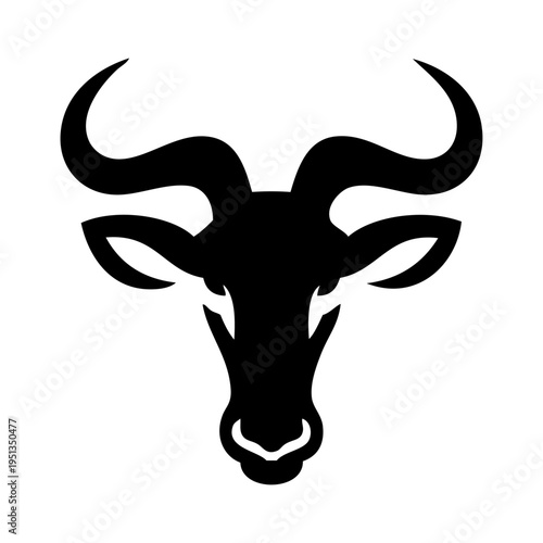 Logo fauna africana. Dibujo sencillo de cabeza de ñu