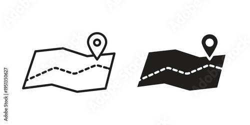 Journey icon set. outlined and solid flat clipart versions.