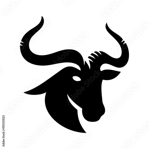 Logo fauna africana. Dibujo sencillo de cabeza de ñu