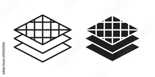 Land layers icon set. outlined and solid flat clipart versions.