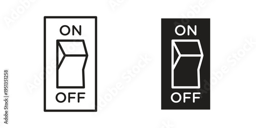 Light switch off icon set. outlined and solid flat clipart versions.