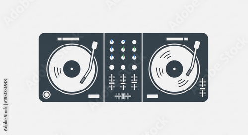 Dj turntable equipment for music mixing and performance with dual controllers and interface
