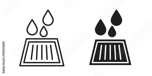 Manhole icon set. outlined and solid flat clipart versions.