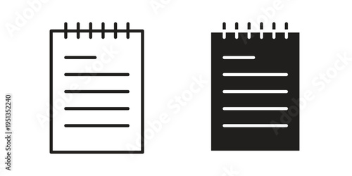 Memo Pad icon set. outlined and solid flat clipart versions.