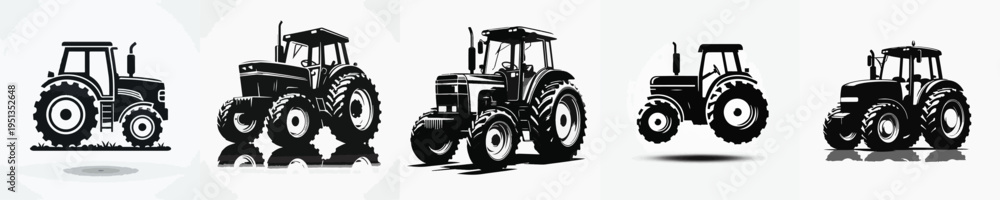 Obraz premium Vector silhouette of tractor