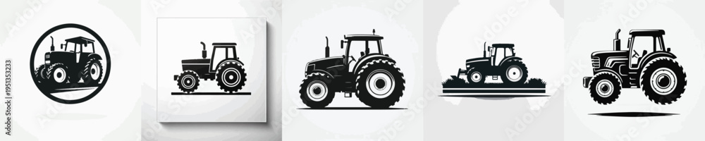 Obraz premium Vector silhouette of tractor