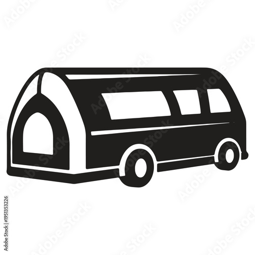 Camper van icon simple black silhouette isolated on transparent background for travel concepts