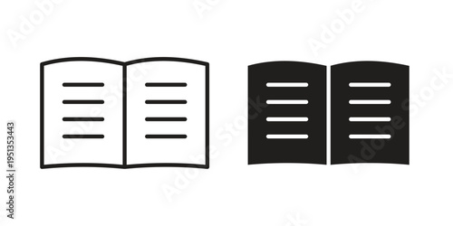 open book icon set. outlined and solid flat clipart versions.