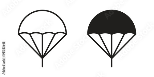 Parachute icon set. outlined and solid flat clipart versions.