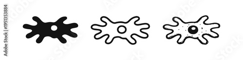 Abstract microbe or amoeba icon in doodle style, cellular biology and scientific concept.