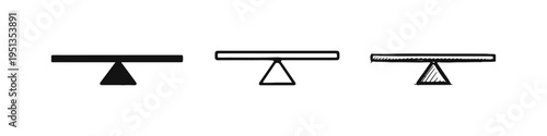 Simple balance scale or seesaw fulcrum icon, concept of equilibrium, stability, and comparison.
