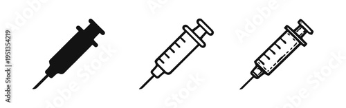 Medical syringe icon for injection and vaccination, healthcare and treatment concept.