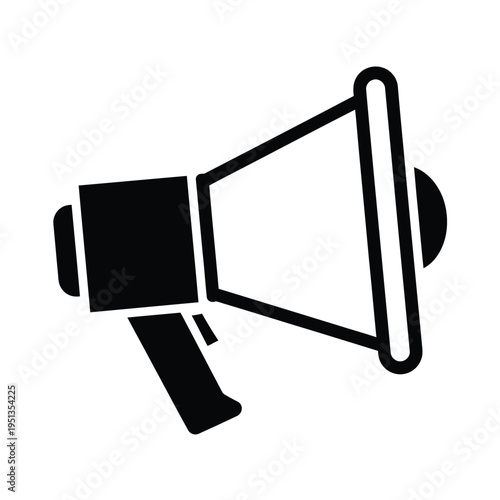 Black Megaphone Icon on White Background