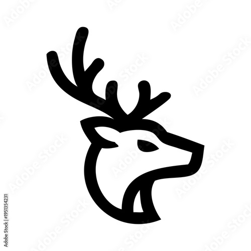 Logotipo fauna del bosque. Dibujo sencillo con líneas de la cabeza de un caribú