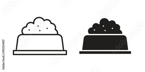 фотографія Pet food bowl icon set. outlined and solid flat clipart versions.