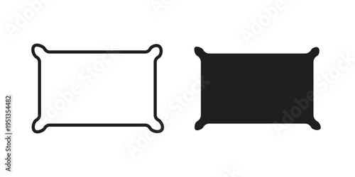 Pillow icon set. outlined and solid flat clipart versions.