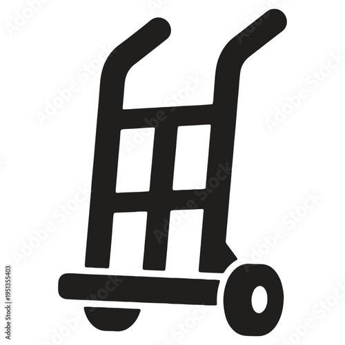 Hand truck or dolly for moving heavy objects or equipment with wheels and a handle for easy transportation and relocation purposes