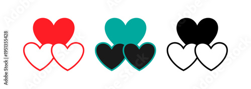 Three pairs of intertwined hearts in different colors
