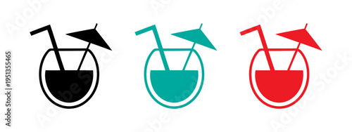 set of cocktail glasses with umbrellas in different colors