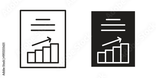 Report document icon set. outlined and solid flat clipart versions.