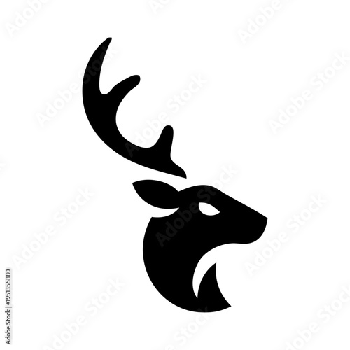 Logotipo fauna del bosque. Dibujo sencillo con líneas de la cabeza de un caribú